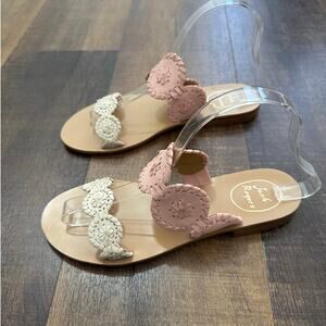 Jack Rogers Leather Lauren Pink Slip On Flats Sandals Size 7